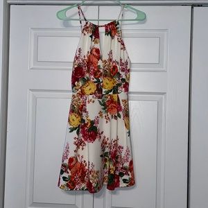 White Dress with Flower Accents